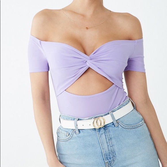 NWT Forever 21 Off Shoulder Twist Cutout Bodysuit - Picture 1 of 5